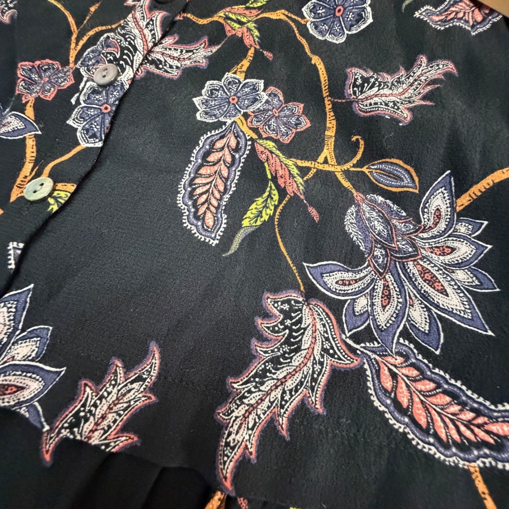J. Jill Womens Black Paisley Floral Sleeveless Button Front Tiered Top Small - Picture 6 of 8